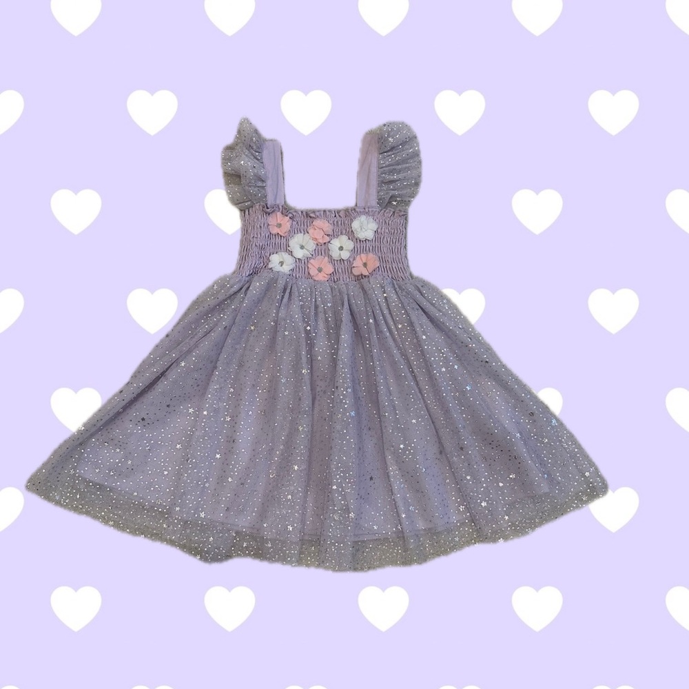 Elegant Lilac Kids Dress with Floral Accents